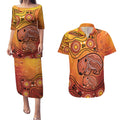 Australia Wombat Couples Matching Puletasi and Hawaiian Shirt Indigenous Art