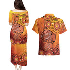 Australia Wombat Couples Matching Puletasi and Hawaiian Shirt Indigenous Art