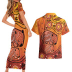Australia Wombat Couples Matching Short Sleeve Bodycon Dress and Hawaiian Shirt Indigenous Art