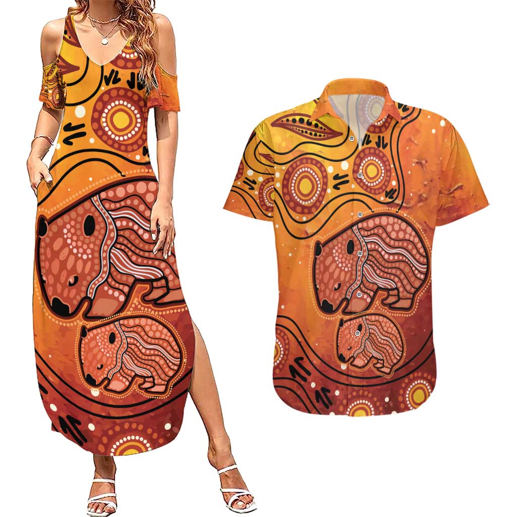 Australia Wombat Couples Matching Summer Maxi Dress and Hawaiian Shirt Indigenous Art