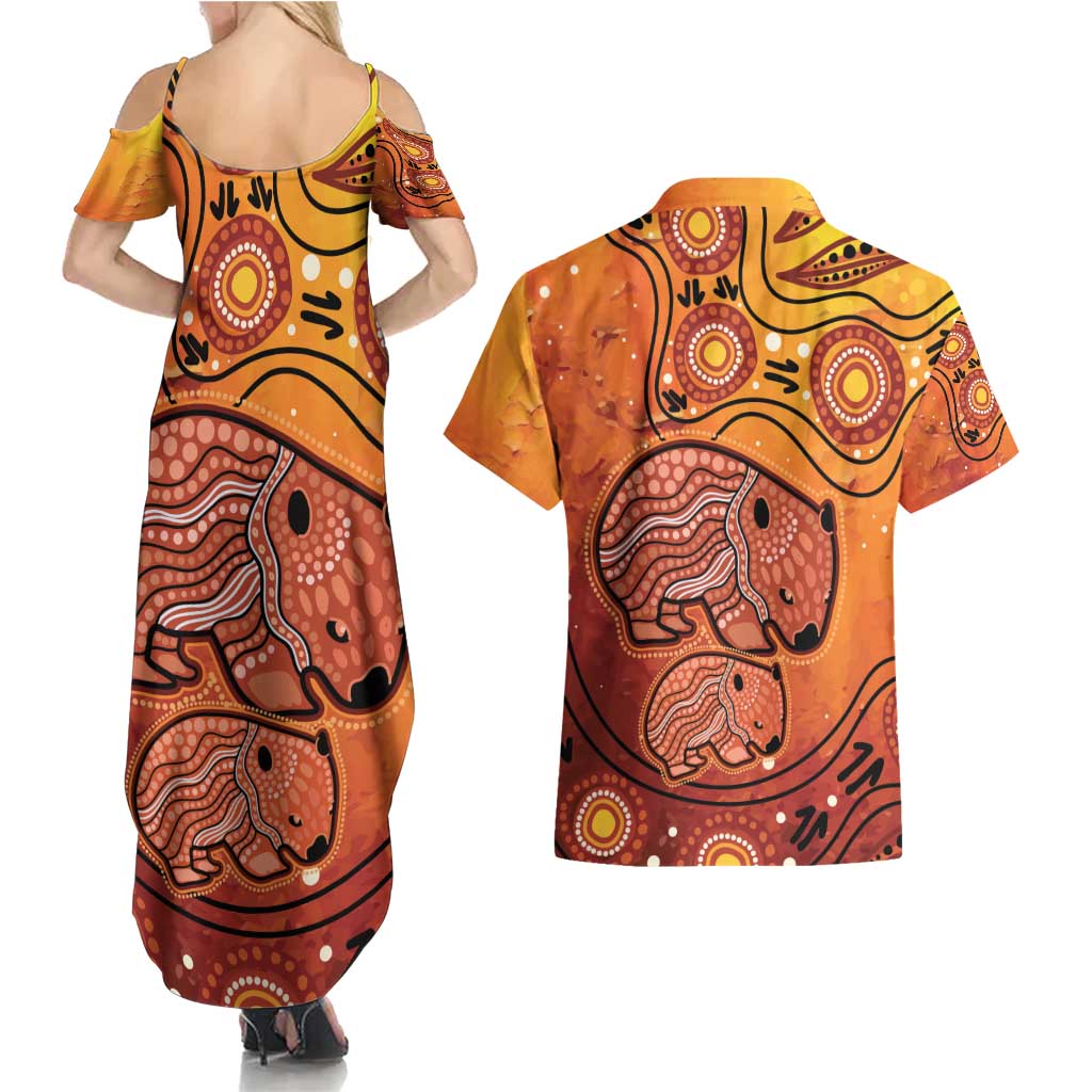 Australia Wombat Couples Matching Summer Maxi Dress and Hawaiian Shirt Indigenous Art