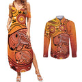 Australia Wombat Couples Matching Summer Maxi Dress and Long Sleeve Button Shirt Indigenous Art