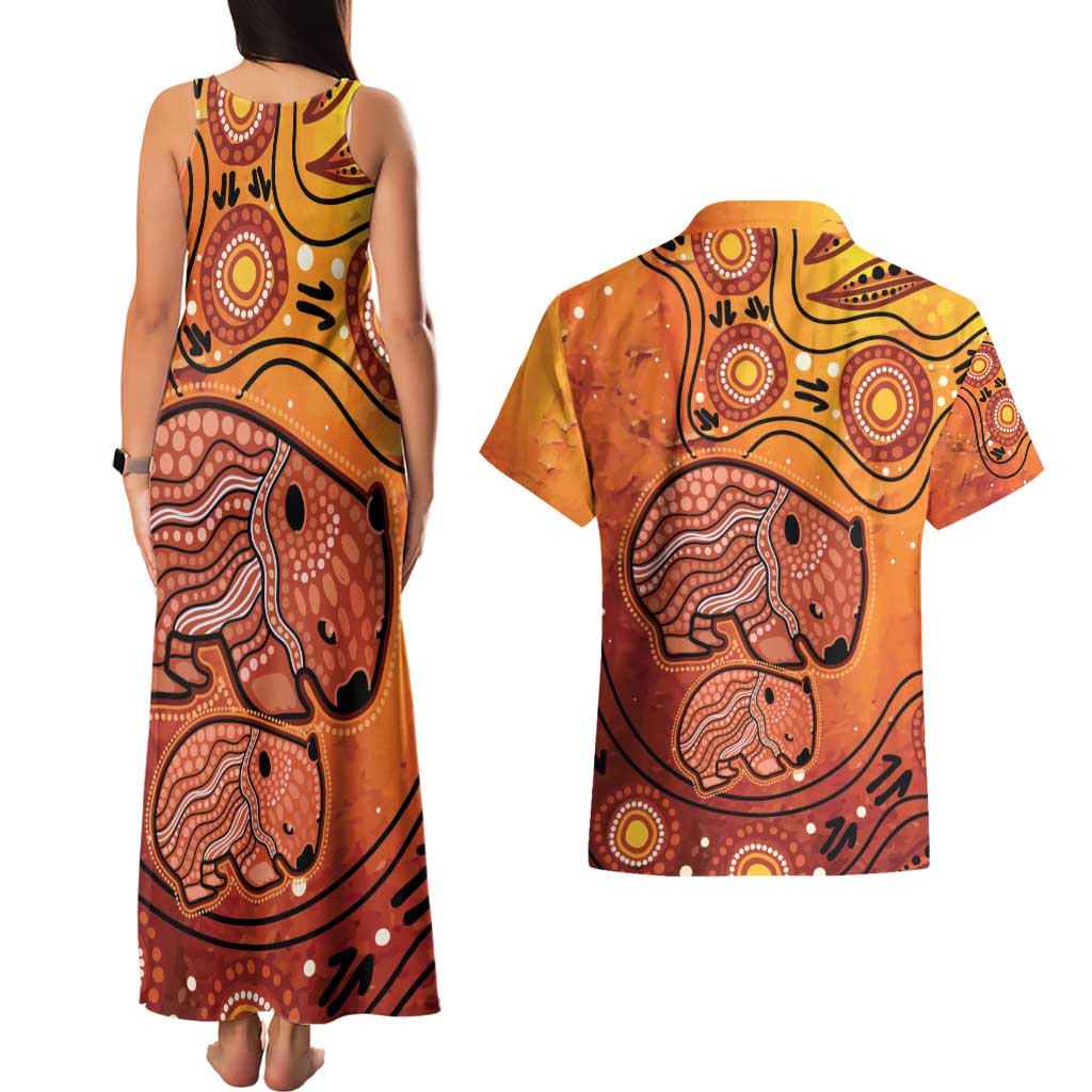 Australia Wombat Couples Matching Tank Maxi Dress and Hawaiian Shirt Indigenous Art