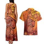 Australia Wombat Couples Matching Tank Maxi Dress and Hawaiian Shirt Indigenous Art