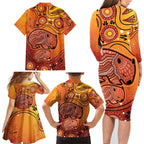 Australia Wombat Family Matching Long Sleeve Bodycon Dress and Hawaiian Shirt Indigenous Art