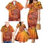 Australia Wombat Family Matching Mermaid Dress and Hawaiian Shirt Indigenous Art