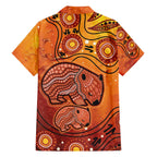 Australia Wombat Family Matching Off The Shoulder Long Sleeve Dress and Hawaiian Shirt Indigenous Art