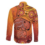 Australia Wombat Family Matching Off The Shoulder Long Sleeve Dress and Hawaiian Shirt Indigenous Art