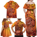 Australia Wombat Family Matching Off Shoulder Maxi Dress and Hawaiian Shirt Indigenous Art