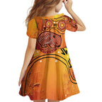Australia Wombat Family Matching Off Shoulder Short Dress and Hawaiian Shirt Indigenous Art