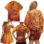 Australia Wombat Family Matching Off Shoulder Short Dress and Hawaiian Shirt Indigenous Art