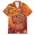 Australia Wombat Family Matching Off Shoulder Short Dress and Hawaiian Shirt Indigenous Art