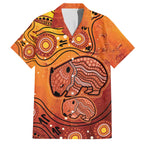 Australia Wombat Family Matching Off Shoulder Short Dress and Hawaiian Shirt Indigenous Art