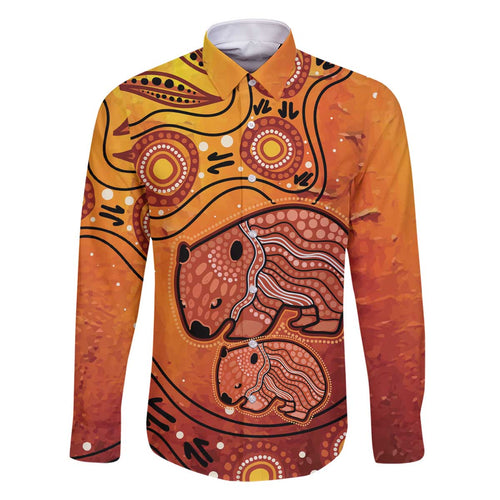 Australia Wombat Family Matching Off Shoulder Short Dress and Hawaiian Shirt Indigenous Art