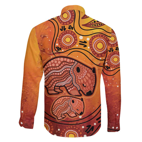 Australia Wombat Family Matching Off Shoulder Short Dress and Hawaiian Shirt Indigenous Art