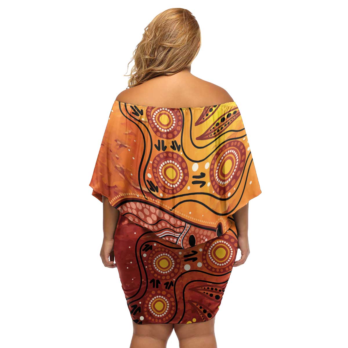 Australia Wombat Family Matching Off Shoulder Short Dress and Hawaiian Shirt Indigenous Art
