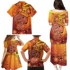 Australia Wombat Family Matching Puletasi and Hawaiian Shirt Indigenous Art