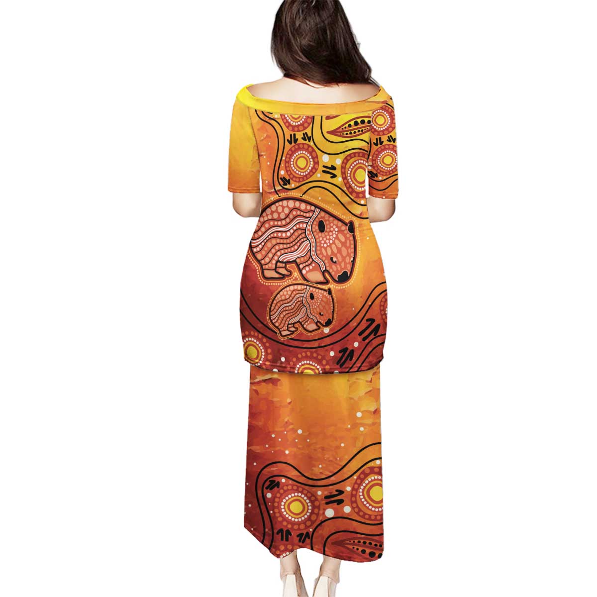 Australia Wombat Family Matching Puletasi and Hawaiian Shirt Indigenous Art