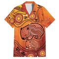 Australia Wombat Family Matching Short Sleeve Bodycon Dress and Hawaiian Shirt Indigenous Art