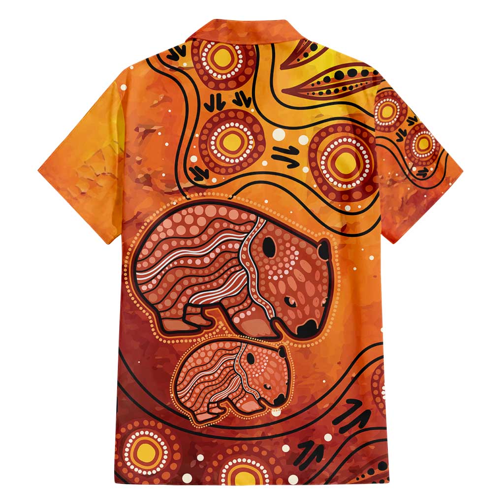 Australia Wombat Family Matching Short Sleeve Bodycon Dress and Hawaiian Shirt Indigenous Art