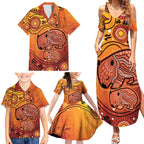 Australia Wombat Family Matching Summer Maxi Dress and Hawaiian Shirt Indigenous Art