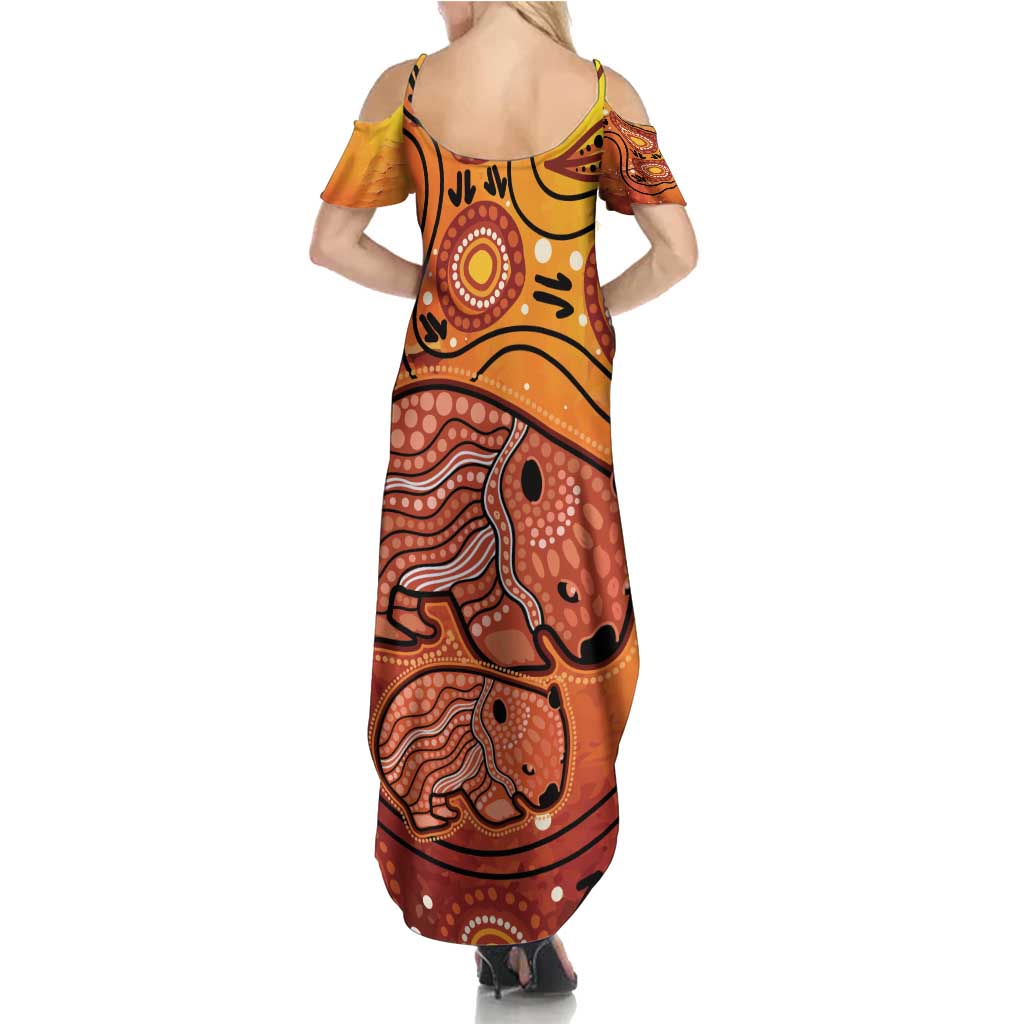Australia Wombat Family Matching Summer Maxi Dress and Hawaiian Shirt Indigenous Art