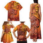 Australia Wombat Family Matching Tank Maxi Dress and Hawaiian Shirt Indigenous Art