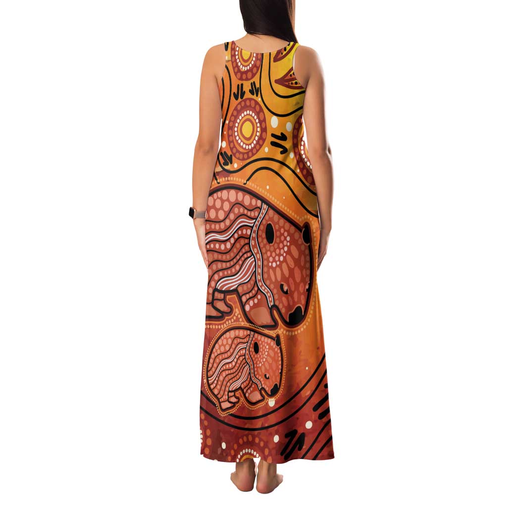 Australia Wombat Family Matching Tank Maxi Dress and Hawaiian Shirt Indigenous Art
