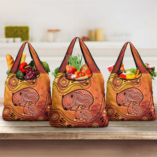Australia Wombat Grocery Bag Indigenous Art