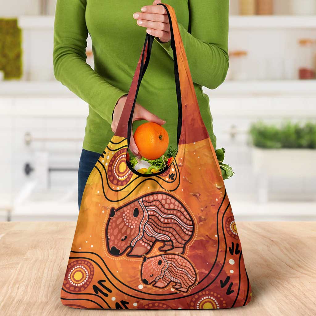 Australia Wombat Grocery Bag Indigenous Art