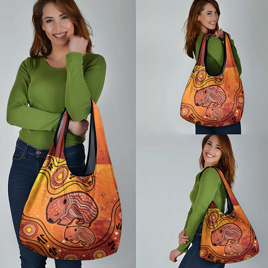 Australia Wombat Grocery Bag Indigenous Art
