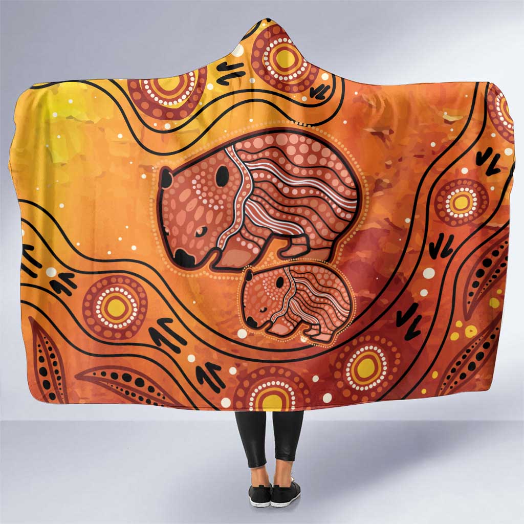 Australia Wombat Hooded Blanket Indigenous Art