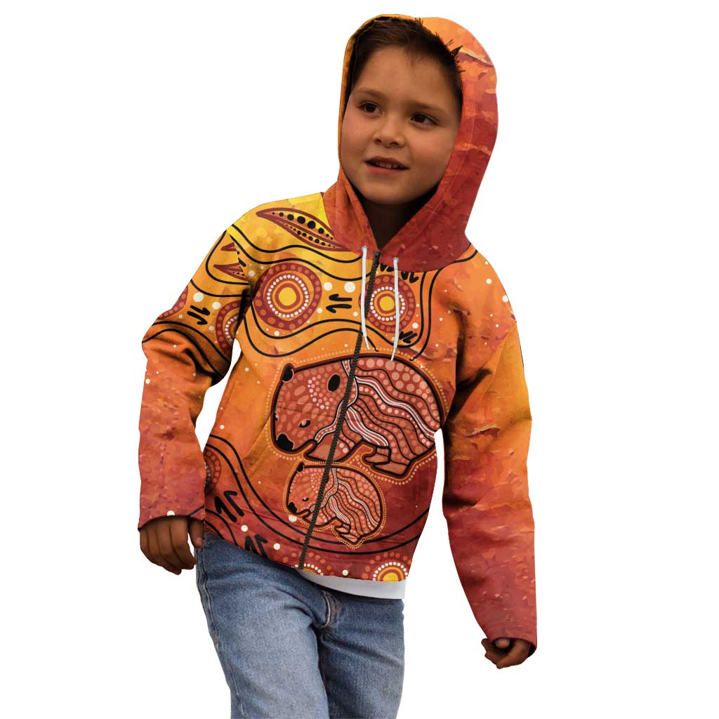 Australia Wombat Kid Hoodie Indigenous Art