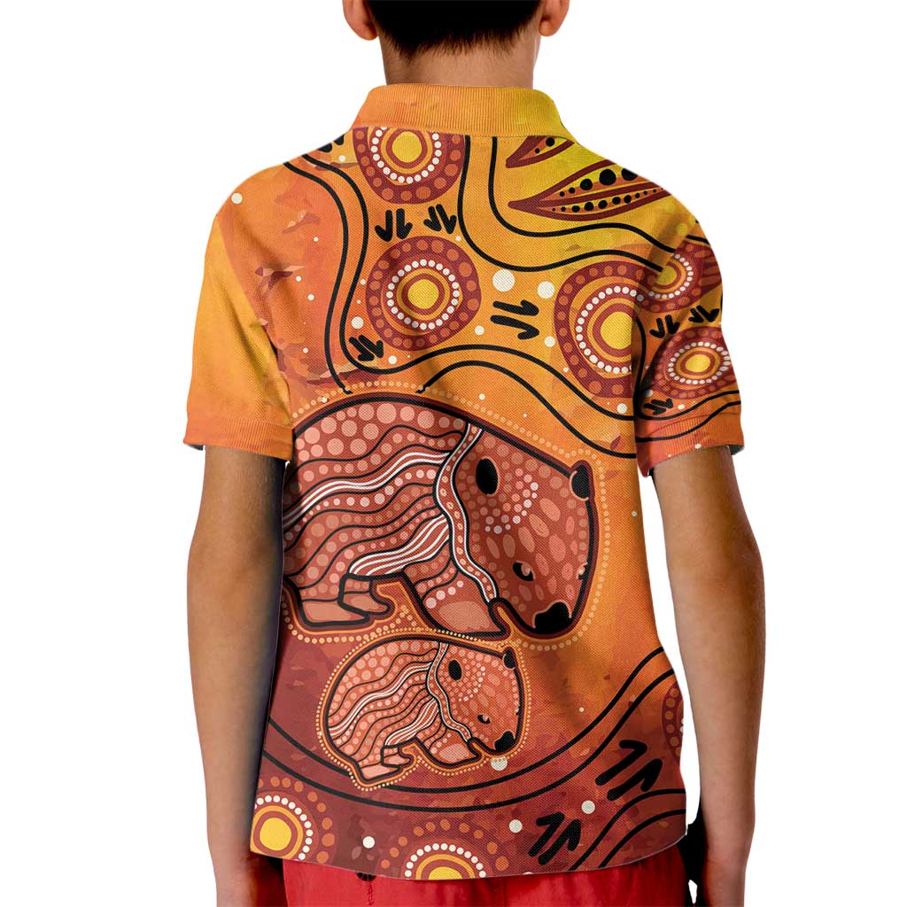 Australia Wombat Kid Polo Shirt Indigenous Art