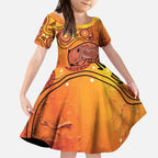 Australia Wombat Kid Short Sleeve Dress Indigenous Art