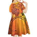 Australia Wombat Kid Short Sleeve Dress Indigenous Art