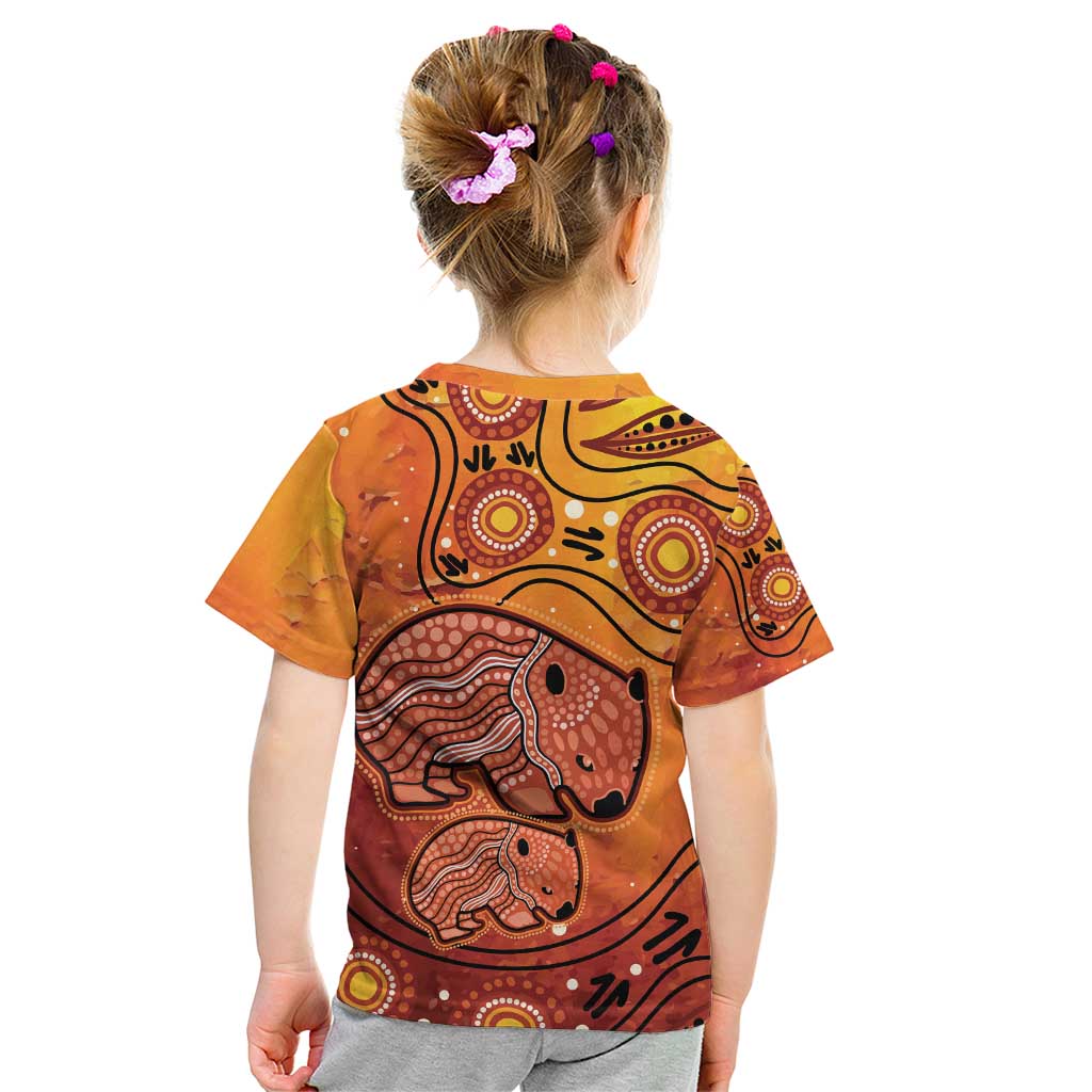 Australia Wombat Kid T Shirt Indigenous Art