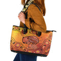 Australia Wombat Leather Tote Bag Indigenous Art