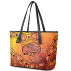 Australia Wombat Leather Tote Bag Indigenous Art