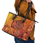 Australia Wombat Leather Tote Bag Indigenous Art