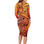 Australia Wombat Long Sleeve Bodycon Dress Indigenous Art