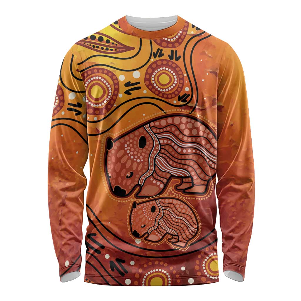 Australia Wombat Long Sleeve Shirt Indigenous Art