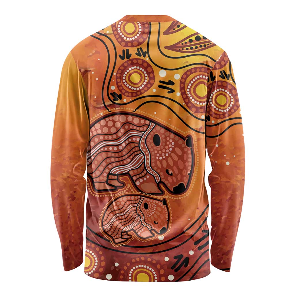 Australia Wombat Long Sleeve Shirt Indigenous Art