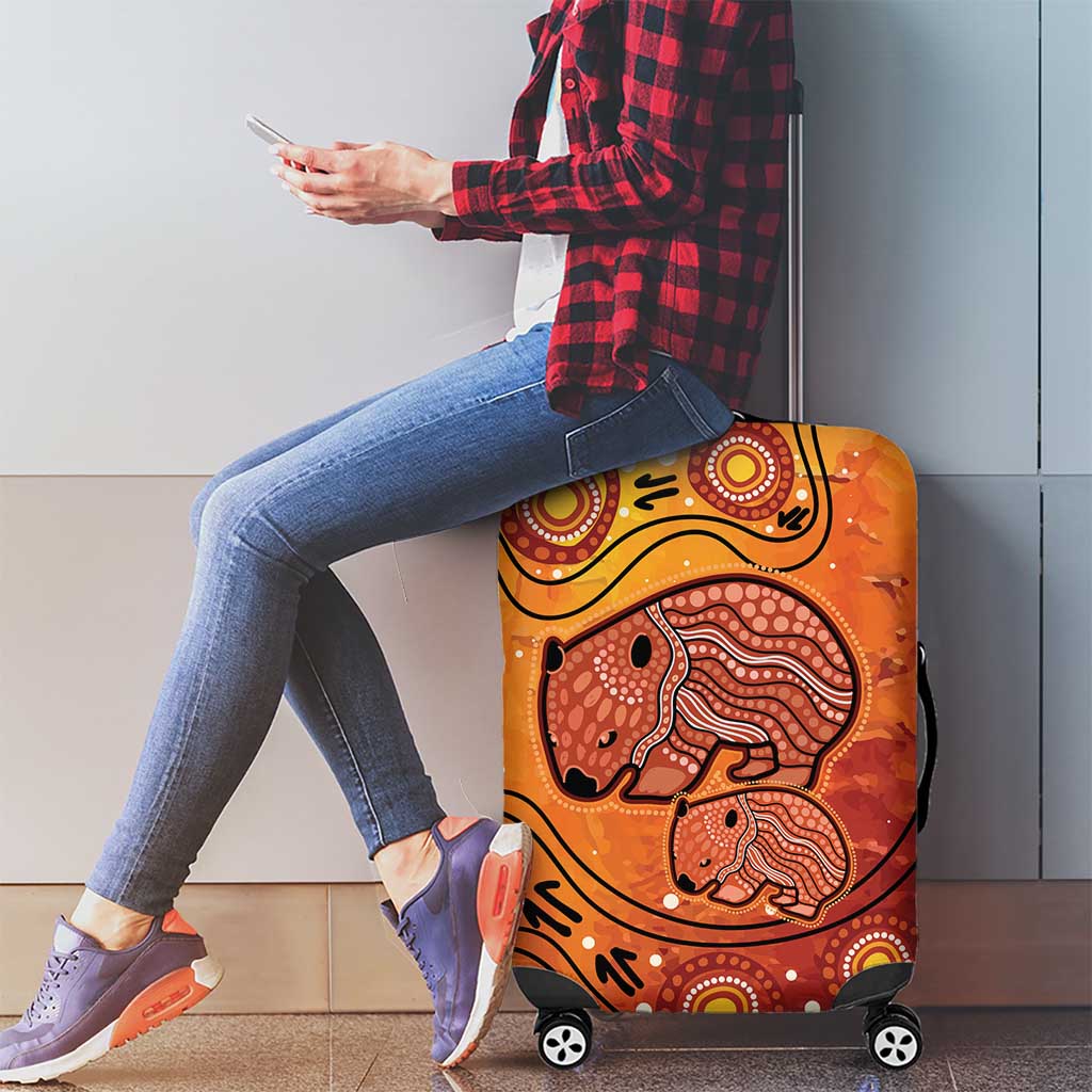 Australia Wombat Luggage Cover Indigenous Art
