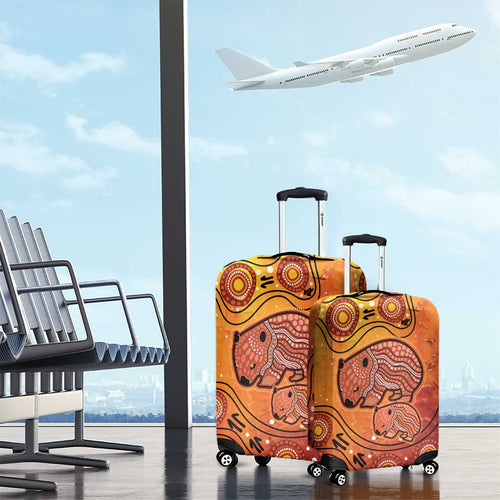 Australia Wombat Luggage Cover Indigenous Art