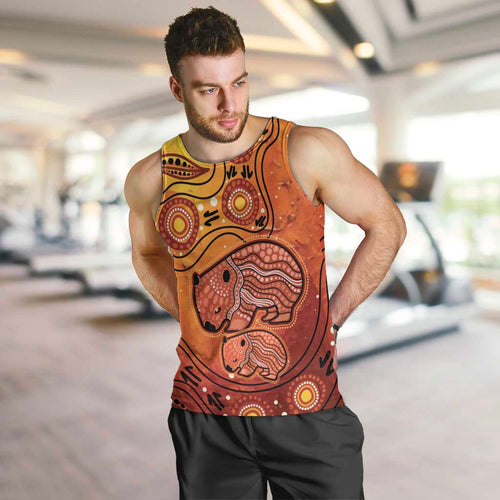 Australia Wombat Men Tank Top Indigenous Art