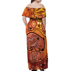 Australia Wombat Off Shoulder Maxi Dress Indigenous Art