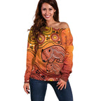 Australia Wombat Off Shoulder Sweater Indigenous Art