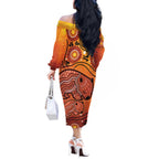 Australia Wombat Off The Shoulder Long Sleeve Dress Indigenous Art