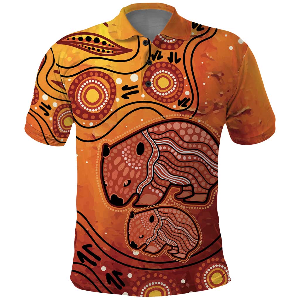 Australia Wombat Polo Shirt Indigenous Art